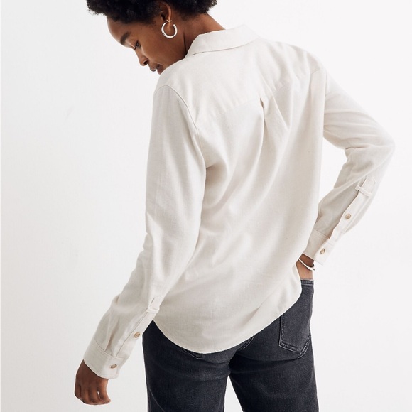✨ Madewell Flannel Classic Ex-Boyfriend Popover Half Button Shirt - Picture 3 of 10